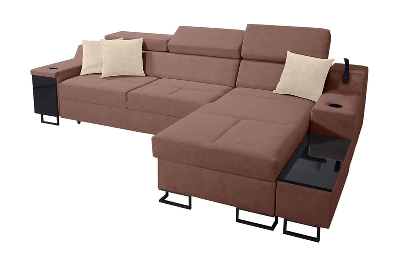 3-seters Sovesofa Høyre - Rosa - Sovesofa divan