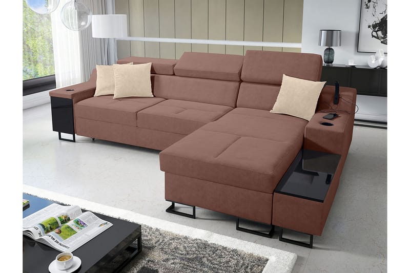 3-seters Sovesofa Høyre - Rosa - Sovesofa divan