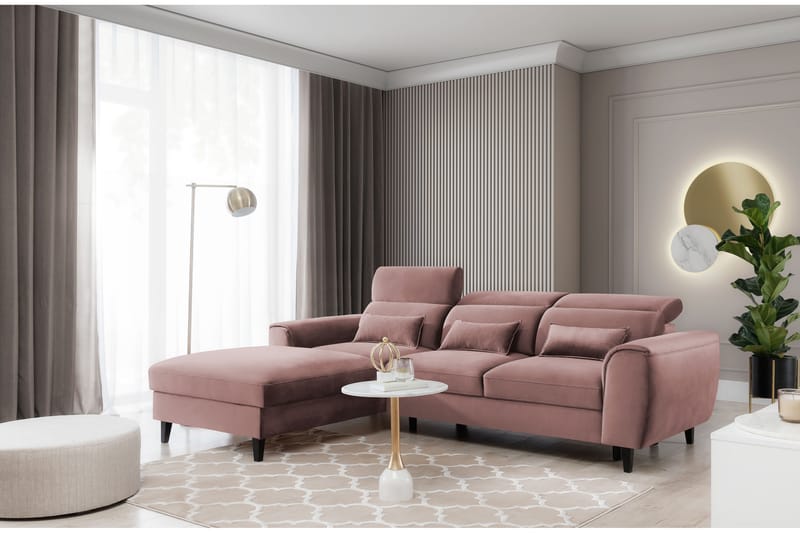 3-seters Sovesofa m. Divan Manni med Oppbevaring - Rosa - Sovesofa divan