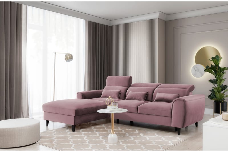 3-seters Sovesofa m. Divan Manni med Oppbevaring - Rosa - Sovesofa divan