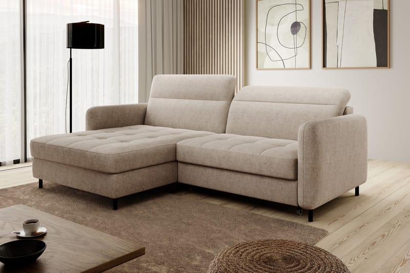 3-seters Sovesofa m. Divan Manoti med Oppbevaring - Beige - Sovesofa divan