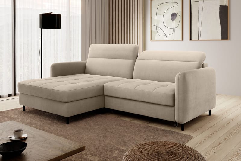 3-seters Sovesofa m. Divan Manoti med Oppbevaring - Beige - Sovesofa divan