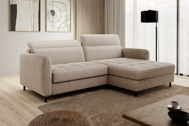 3-seters Sovesofa m. Divan Manoti med Oppbevaring - Beige - Sovesofa divan