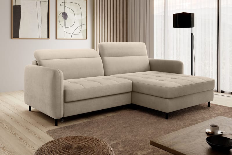 3-seters Sovesofa m. Divan Manoti med Oppbevaring - Beige - Sovesofa divan