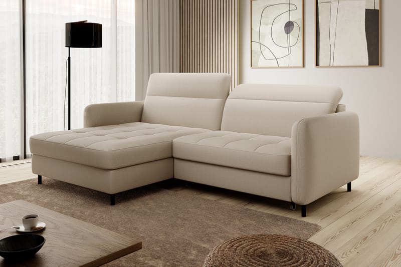 3-seters Sovesofa m. Divan Manoti med Oppbevaring - Lysebeige - Sovesofa divan