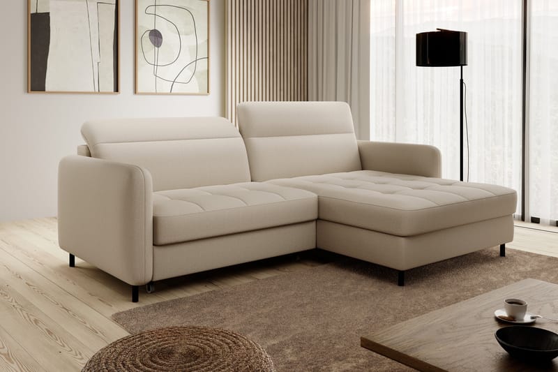 3-seters Sovesofa m. Divan Manoti med Oppbevaring - Lysebeige - Sovesofa divan