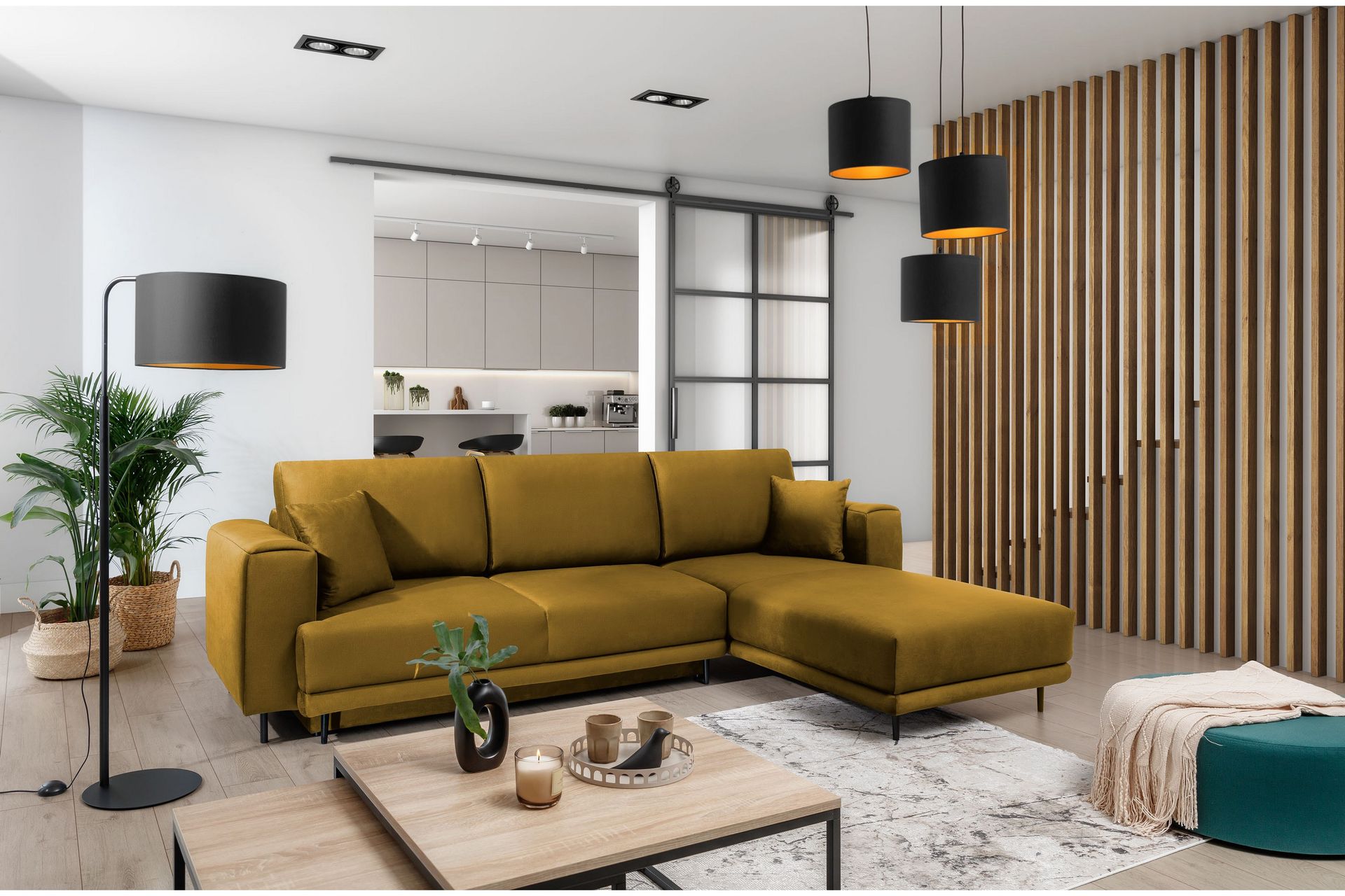 3-seters Sovesofa m. Divan Smithville med Oppbevaring - Gul - Møbler - Sofaer - Sovesofaer - Sovesofa divan