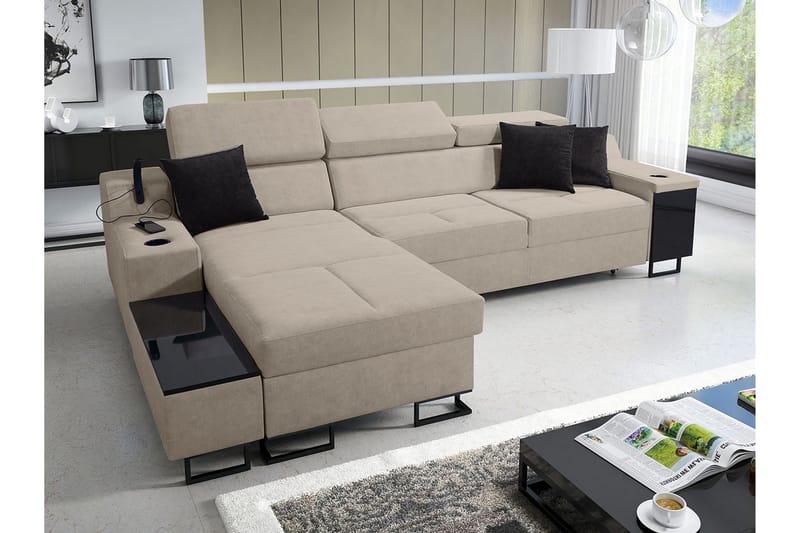 3-seters Sovesofa Venstre - Beige - Møbler - Sofaer - Sovesofaer - Sovesofa divan