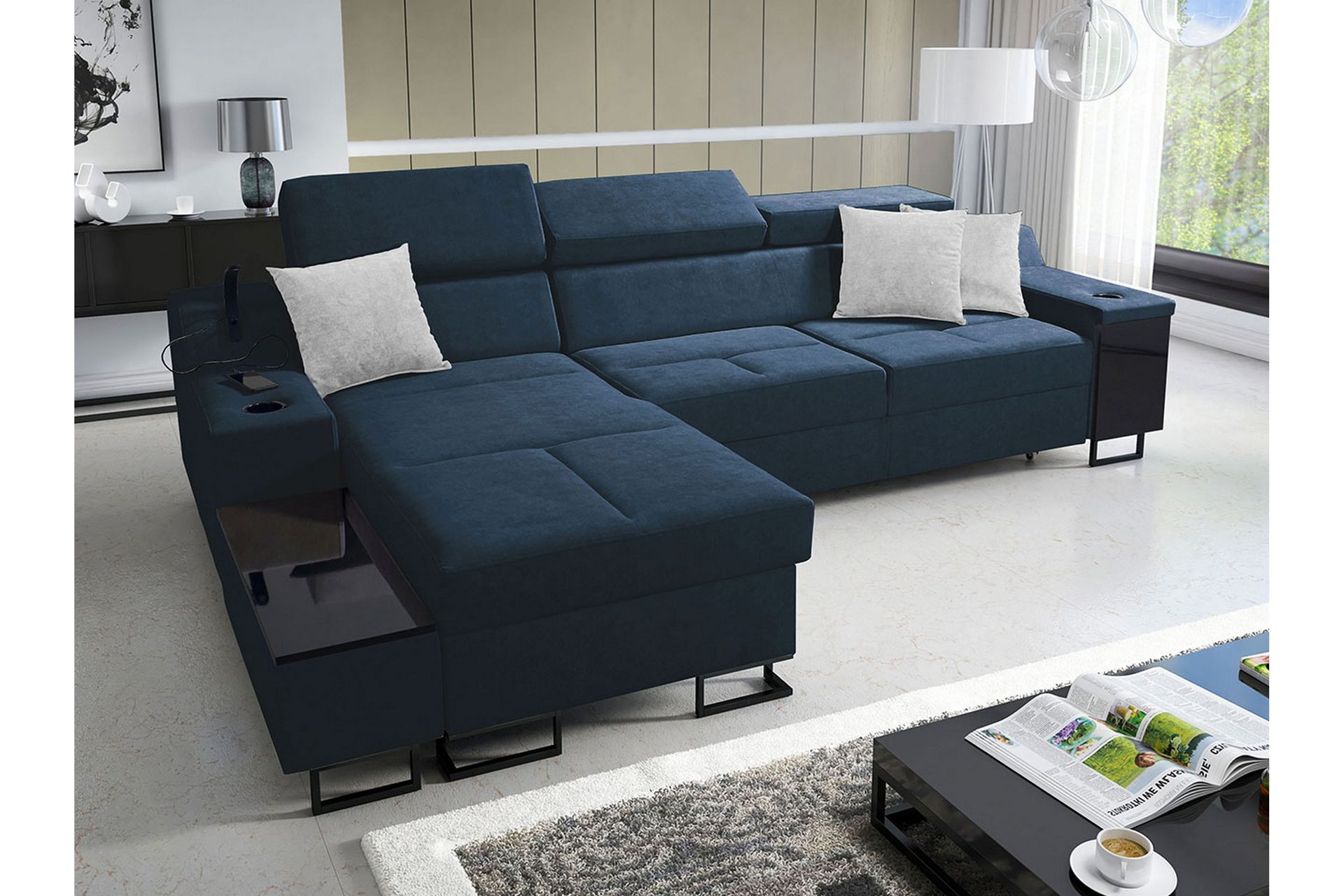 3-seters Sovesofa Venstre - Blå - Møbler - Sofaer - Sovesofaer - Sovesofa divan