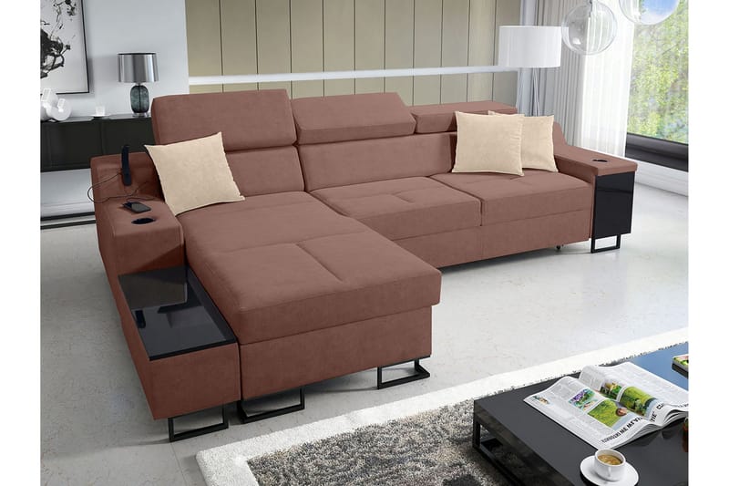 3-seters Sovesofa Venstre - Rosa - Møbler - Sofaer - Sovesofaer - Sovesofa divan
