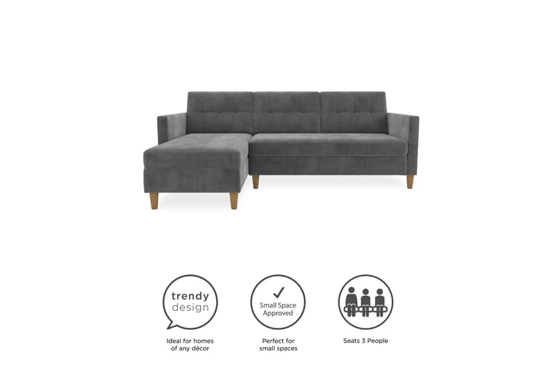 3-sits Divansovesofa Hartford Grå - Dorel Home - Sovesofa divan