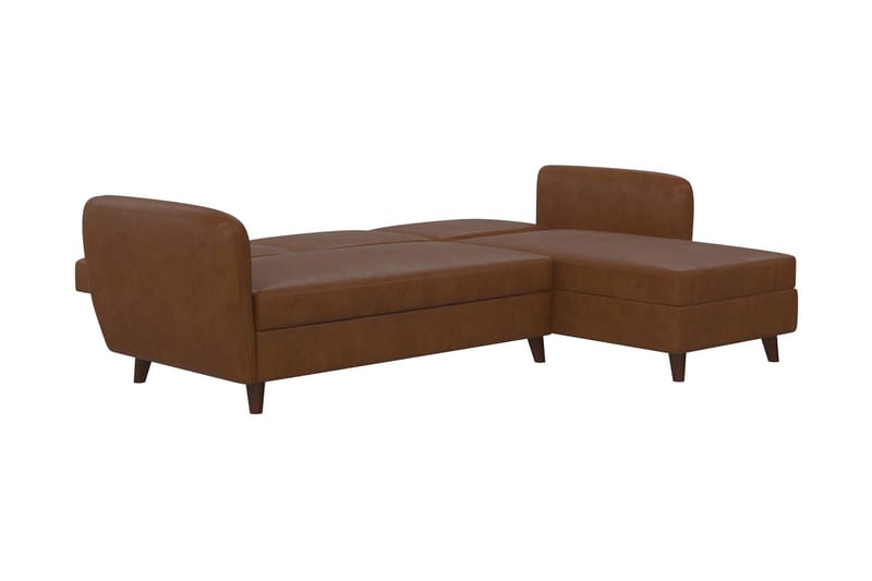 3-sits Divansovesofa Perry Justerbar Kunstlær/Brun/Tre - Novogratz - Møbler - Sofaer - Sovesofaer - Sovesofa divan