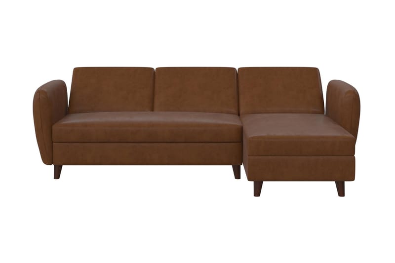 3-sits Divansovesofa Perry Justerbar Kunstlær/Brun/Tre - Novogratz - Møbler - Sofaer - Sovesofaer - Sovesofa divan