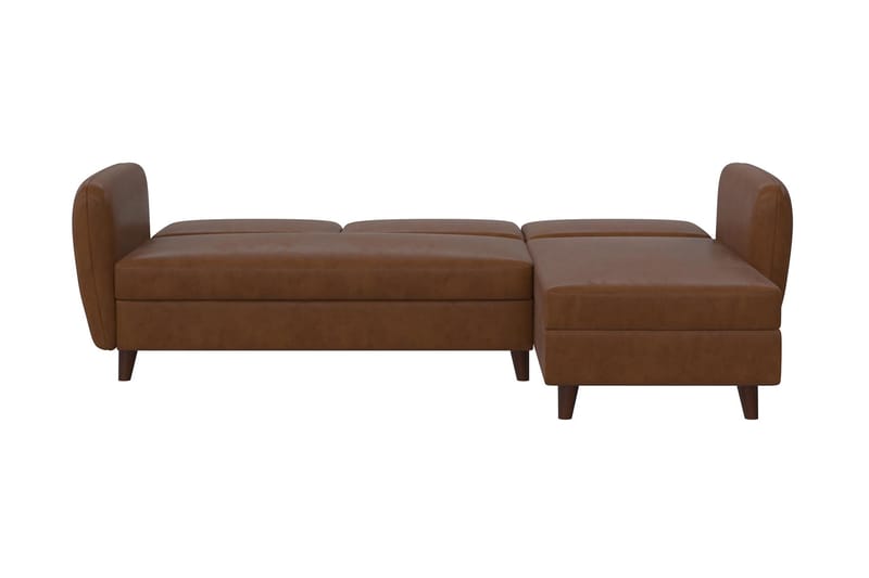 3-sits Divansovesofa Perry Justerbar Kunstlær/Brun/Tre - Novogratz - Møbler - Sofaer - Sovesofaer - Sovesofa divan