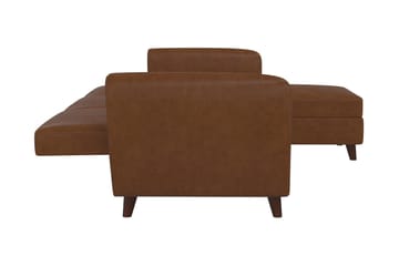 3-sits Divansovesofa Perry Justerbar Kunstlær/Brun/Tre - Novogratz - Møbler - Sofaer - Sovesofaer - Sovesofa divan