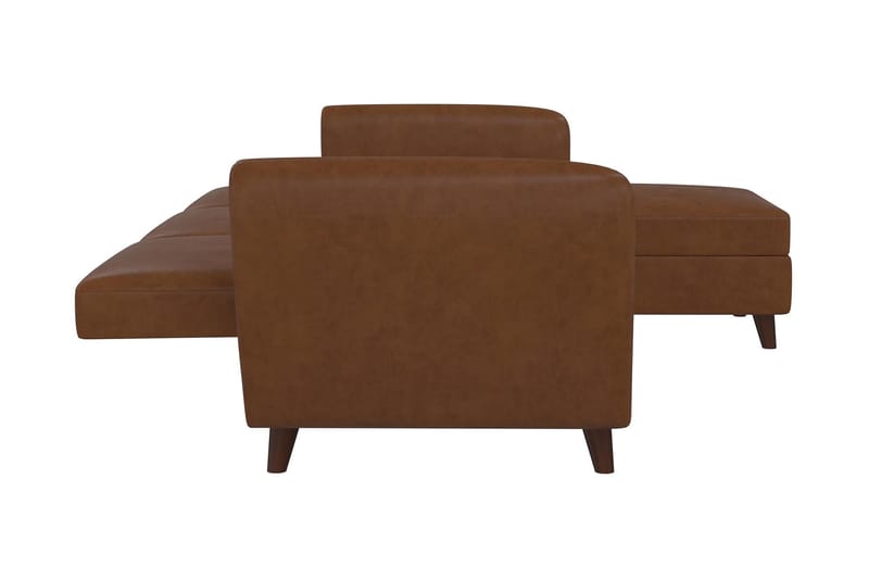 3-sits Divansovesofa Perry Justerbar Kunstlær/Brun/Tre - Novogratz - Møbler - Sofaer - Sovesofaer - Sovesofa divan