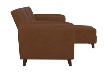 3-sits Divansovesofa Perry Justerbar Kunstlær/Brun/Tre - Novogratz - Møbler - Sofaer - Sovesofaer - Sovesofa divan