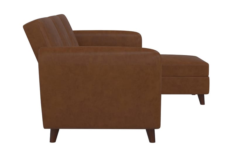 3-sits Divansovesofa Perry Justerbar Kunstlær/Brun/Tre - Novogratz - Møbler - Sofaer - Sovesofaer - Sovesofa divan