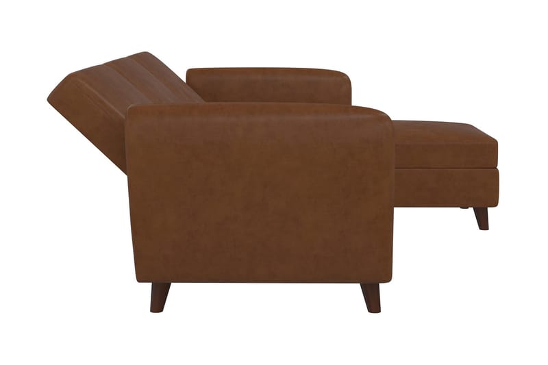 3-sits Divansovesofa Perry Justerbar Kunstlær/Brun/Tre - Novogratz - Møbler - Sofaer - Sovesofaer - Sovesofa divan