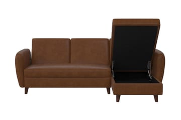 3-sits Divansovesofa Perry Justerbar Kunstlær/Brun/Tre - Novogratz - Møbler - Sofaer - Sovesofaer - Sovesofa divan