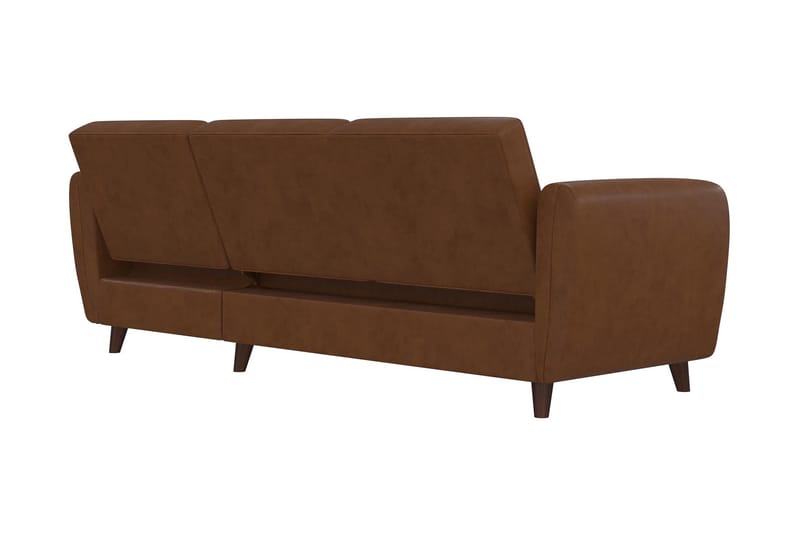 3-sits Divansovesofa Perry Justerbar Kunstlær/Brun/Tre - Novogratz - Møbler - Sofaer - Sovesofaer - Sovesofa divan