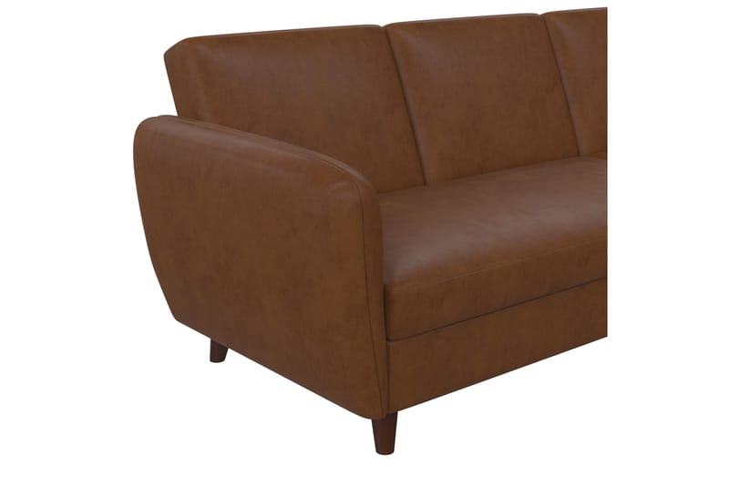 3-sits Divansovesofa Perry Justerbar Kunstlær/Brun/Tre - Novogratz - Møbler - Sofaer - Sovesofaer - Sovesofa divan