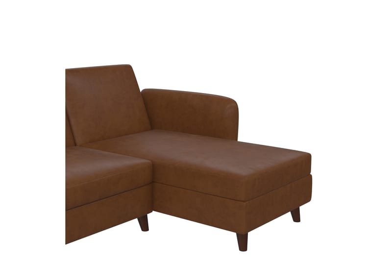 3-sits Divansovesofa Perry Justerbar Kunstlær/Brun/Tre - Novogratz - Møbler - Sofaer - Sovesofaer - Sovesofa divan