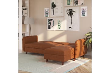 3-sits Divansovesofa Perry Justerbar Kunstlær/Brun/Tre - Novogratz - Møbler - Sofaer - Sovesofaer - Sovesofa divan