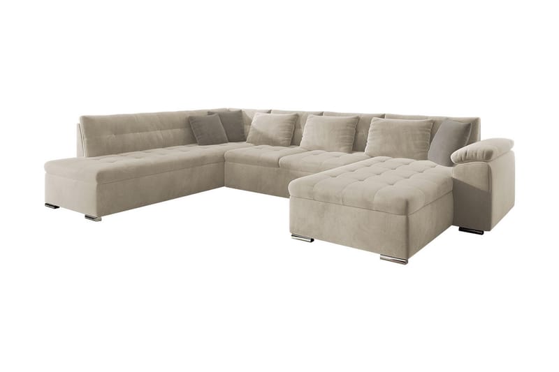 4-seters Hjønresovesofa Duvetorp - Beige - Fløyelssofaer - Sovesofa divan