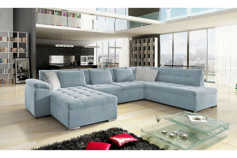 4-seters Hjørnesovesofa - Blå - Møbler - Sofaer - Sovesofaer - Sovesofa divan