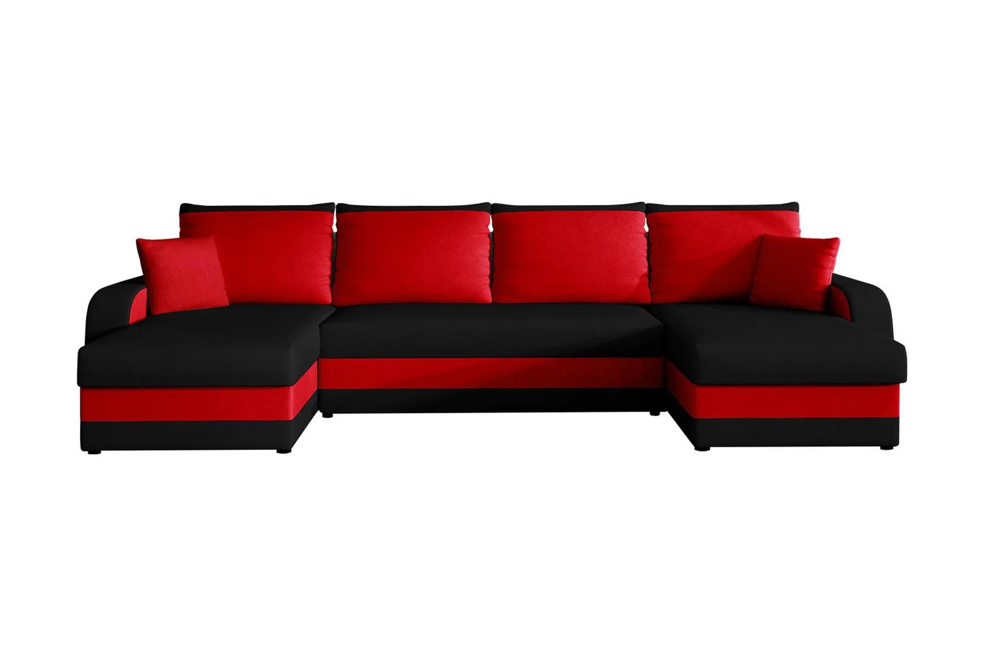 4-seters Sovesofa med Dobbeldivan Nyarp med Oppbevaring - Svart/Rød - Møbler - Sofaer - Sovesofaer - Sovesofa divan