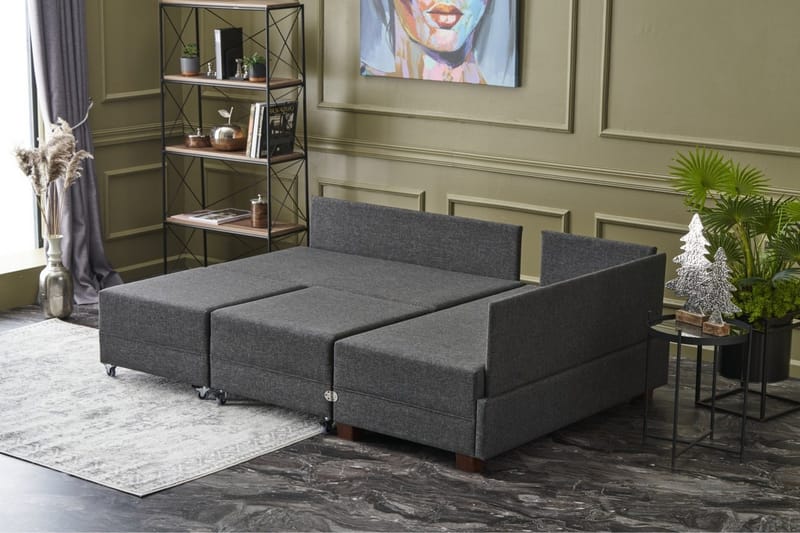 Algeria Sovesofa m. Divan 4-seters 140x190 - Antrasitt - Møbler - Sofaer - Sovesofaer - Sovesofa divan
