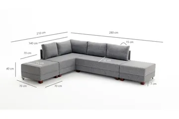 Algeria Sovesofa m. Divan 4-seters 140x190 - Krem - Møbler - Sofaer - Sovesofaer - Sovesofa divan