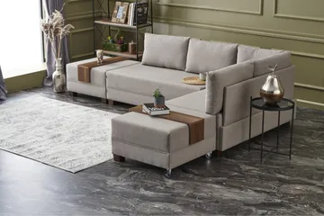 Algeria Sovesofa m. Divan 4-seters 140x190 - Krem - Møbler - Sofaer - Sovesofaer - Sovesofa divan