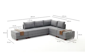 Algeria Sovesofa m. Divan 4-seters 140x190 - Krem - Møbler - Sofaer - Sovesofaer - Sovesofa divan