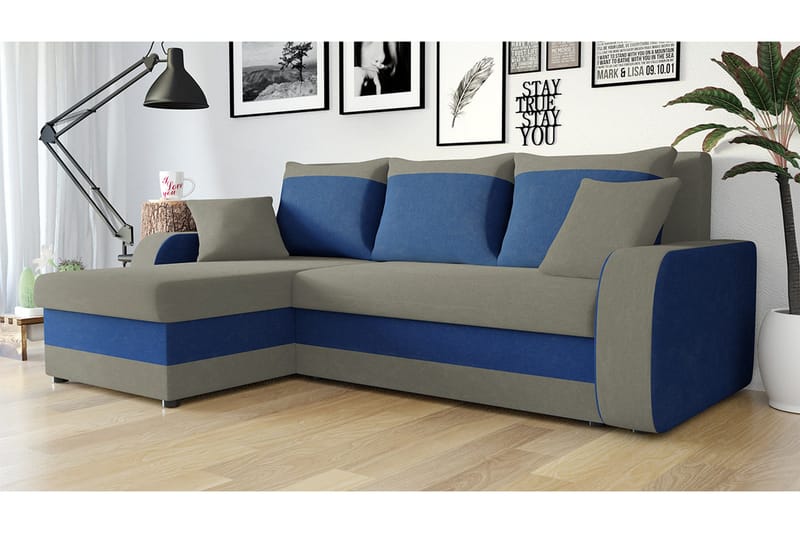 Alvared 3-seters Hjørnesovesofa Universal - Grå/Blå - Møbler - Sofaer - Sovesofaer - Sovesofa divan
