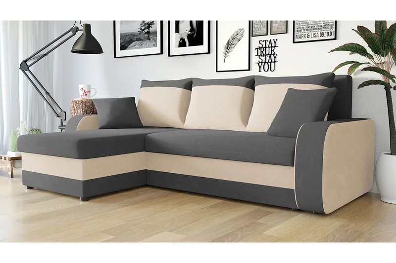 Alvared 3-seters Hjørnesovesofa Universal - Grå/Hvit - Møbler - Sofaer - Sovesofaer - Sovesofa divan