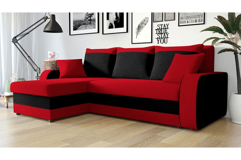 Alvared 3-seters Hjørnesovesofa Universal - Rød/Grå - Møbler - Sofaer - Sovesofaer - Sovesofa divan