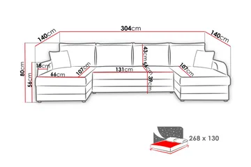 Alvared 4-seters Sovesofa med Dobbeldivan med Oppbevaring - Fløyel/Svart/Grå - Møbler - Sofaer - Sovesofaer - Sovesofa divan