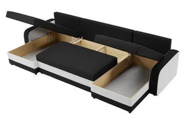 Alvared 4-seters Sovesofa med Dobbeldivan med Oppbevaring - Fløyel/Svart/Grå - Møbler - Sofaer - Sovesofaer - Sovesofa divan