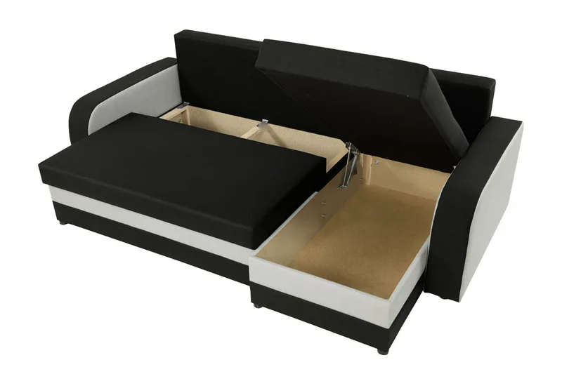 Alvared Dyp 3-seters L Sofa -Hjørnesovesofa Universal 230 cm - Beige / Svart / Hvit - Møbler - Sofaer - Sovesofaer - Sovesofa divan