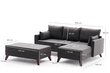 Antigua Mini Sovesofa med Divan Høyre - Antrasitt/Brun - Møbler - Sofaer - Sovesofaer - Sovesofa divan