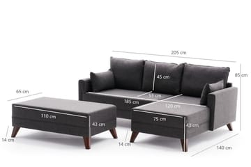 Antigua Mini Sovesofa med Divan Høyre - Antrasitt/Brun - Møbler - Sofaer - Sovesofaer - Sovesofa divan