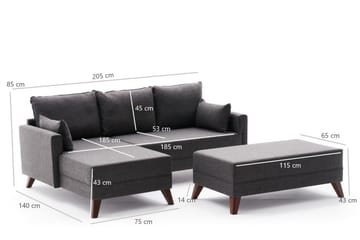 Antigua Mini Sovesofa med Divan Venstre - Antrasitt/Brun - Møbler - Sofaer - Sovesofaer - Sovesofa divan