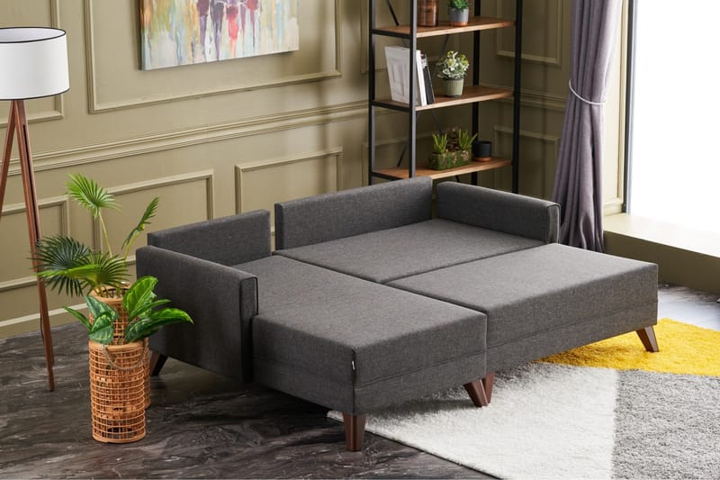 Antigua Mini Sovesofa med Divan Venstre - Antrasitt/Brun - Møbler - Sofaer - Sovesofaer - Sovesofa divan