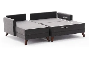 Antigua Mini Sovesofa med Divan Venstre - Antrasitt/Brun - Møbler - Sofaer - Sovesofaer - Sovesofa divan