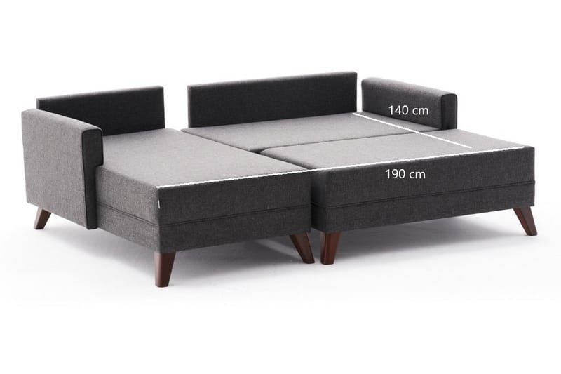 Antigua Mini Sovesofa med Divan Venstre - Antrasitt/Brun - Møbler - Sofaer - Sovesofaer - Sovesofa divan