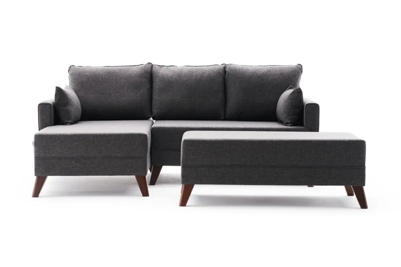 Antigua Mini Sovesofa med Divan Venstre, Antrasitt/Brun