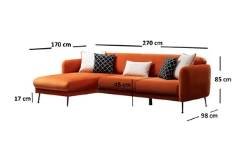 Azeriah Sovesofa med Divan Venstre - Oransje - Møbler - Sofaer - Sovesofaer - Sovesofa divan