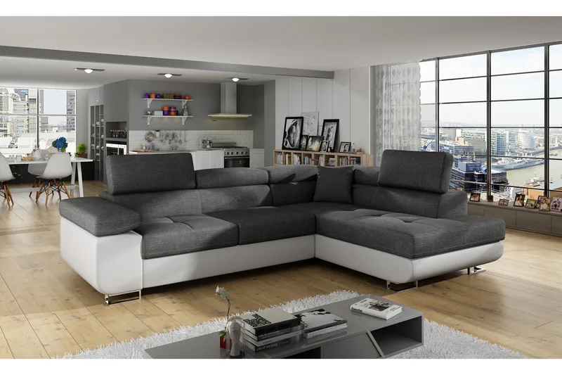 Bobis Sovesofa med Sjeselong Høyre, Grå/Hvit